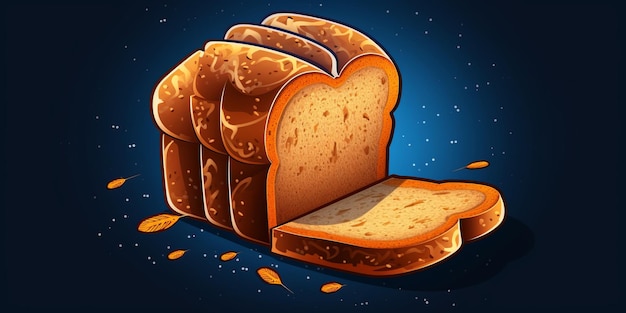 Freshly Baked Whole Wheat Bread Horizontal Trendy Illustration