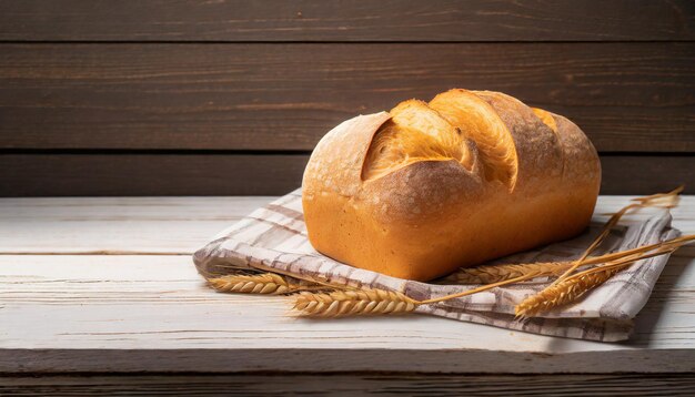 Свежевыпеченный цельнозерновый хлеб на деревянном столе