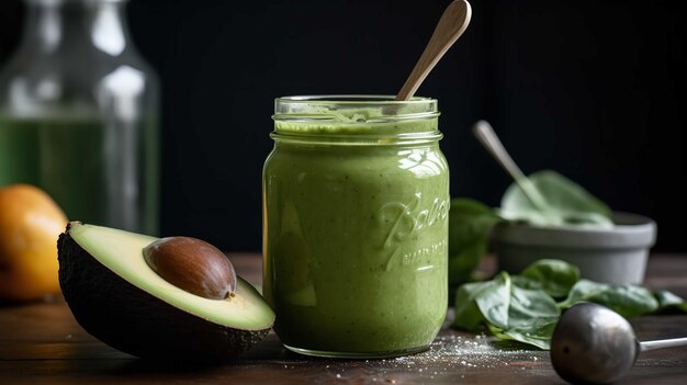 Freshly Blended Green Smoothie For Healthy Skin