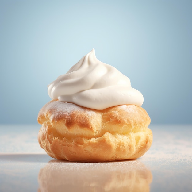 Photo freshly cream puff in a minimalist style