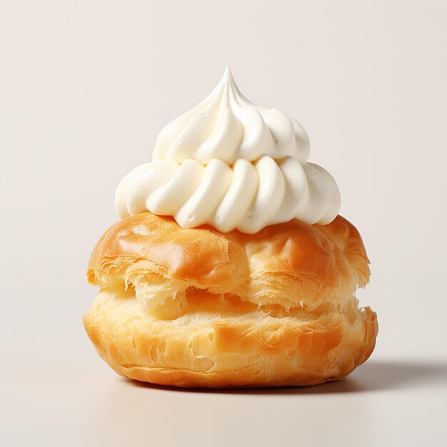 freshly cream puff in a minimalist style