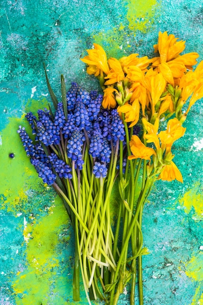 Freshly cut spring flowers from garden