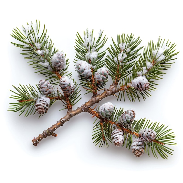 Photo freshly fallen snow on a pine branch