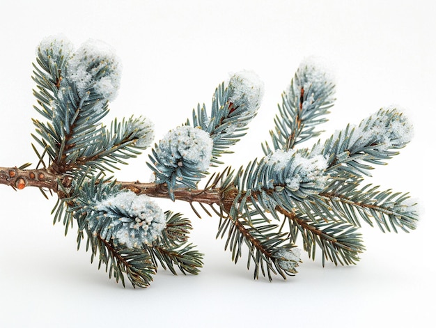 Photo freshly fallen snow on a pine branch