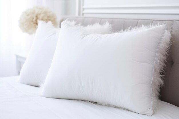 Premium AI Image freshly fluffed pillows on a clean bed created with Premium AI Image freshly fluffed pillows on a clean bed created with