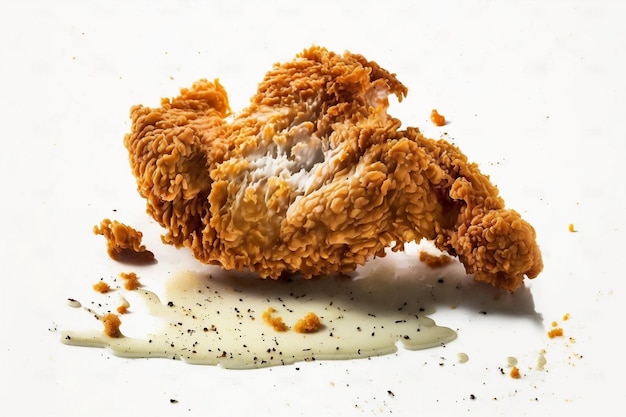 Freshly Fried Crispy Chicken Piece on white Background AI