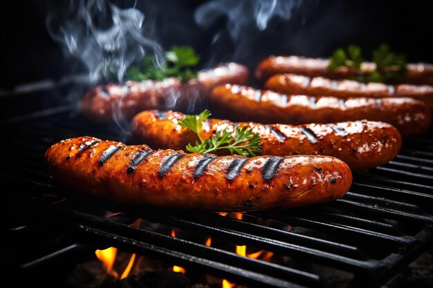 Freshly Grilled BBQ Sausages with Mustard