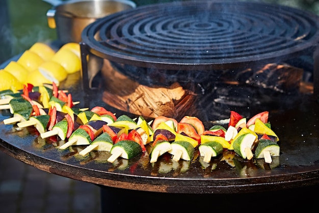 The freshly grilled vegetables on grill Shallow dof