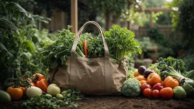 Freshly harvested vegetables on a bed of soil