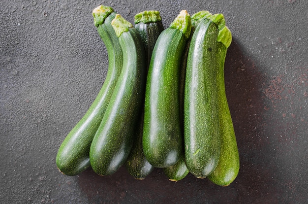 Freshly harvested zucchinis