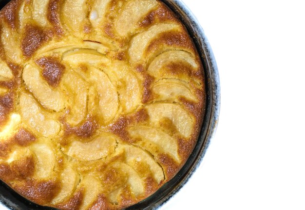 Freshly made Apple Cake isolated in white background