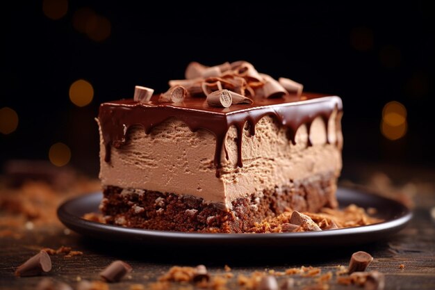 Freshly made delicious slice of chocolate mousse