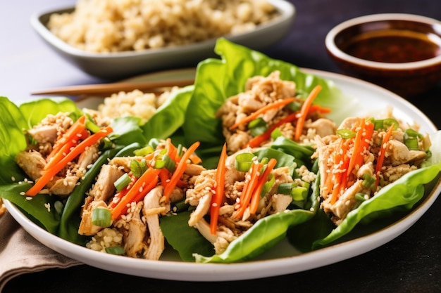 Freshly made turkey lettuce wraps with sesame oil