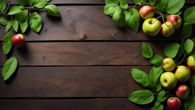 Freshly Picked Apples on a Rustic Wooden Board Generative AI