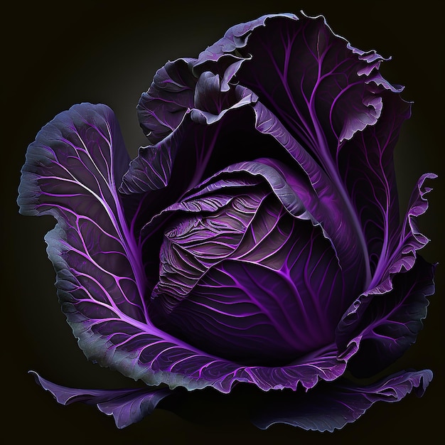 Photo freshly picked whole purple cabbage