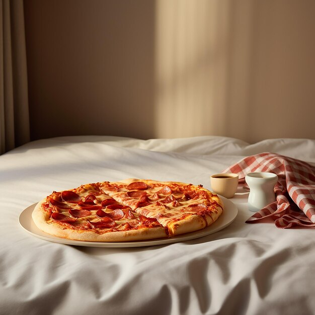 Photo freshly pizza in a minimalist style