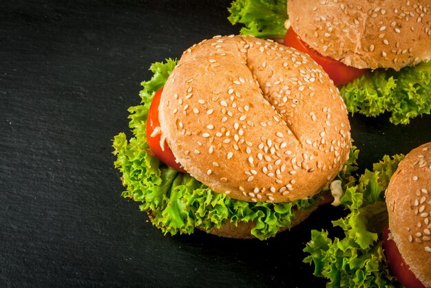 Freshly prepared homemade burgers