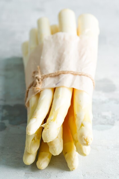 Freshly raw organic white asparagus