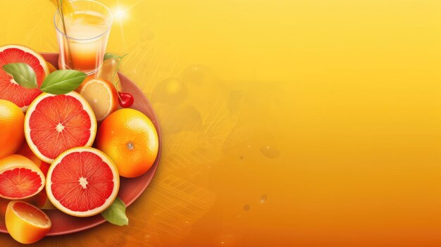 Photo freshly squeezed juice with sliced citrus fruits ai generated