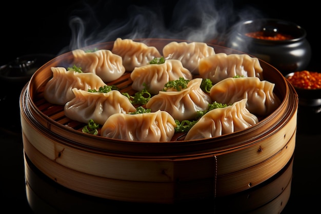 freshly steamed Chinese dumplings