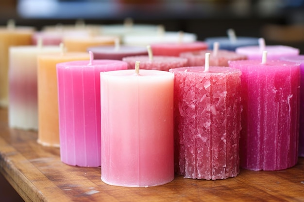 Freshly unmolded homemade pillar candles