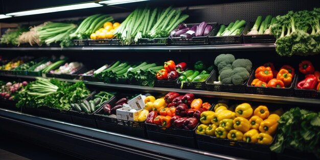 新鮮さ 廊下 地元 の 市場 で の 活気 の ある 野菜