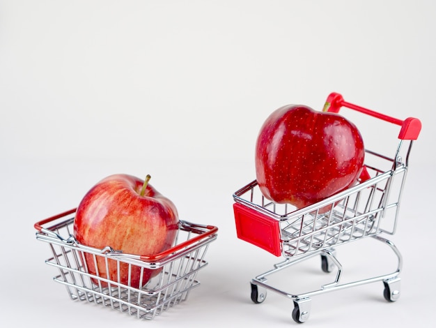 Freshness apple shopping concept on the white background 