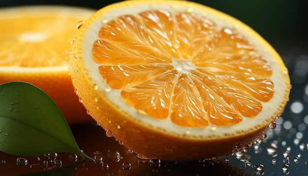 Freshness of citrus fruit slice of orange healthy eating ripe lemon generated by AI