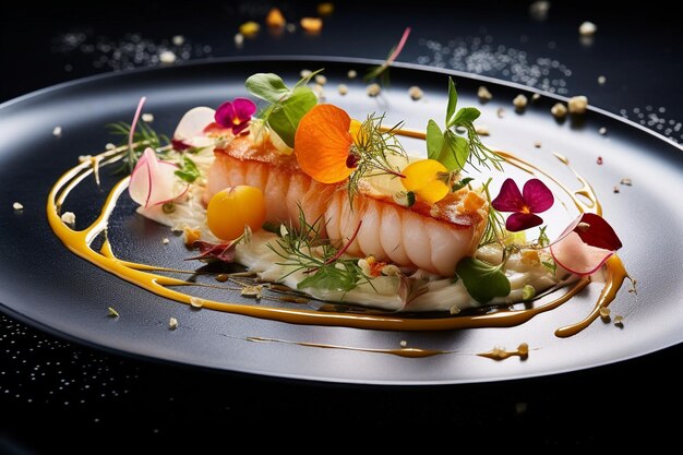 Freshness and cultures rolled up on a plate of healthy seafood