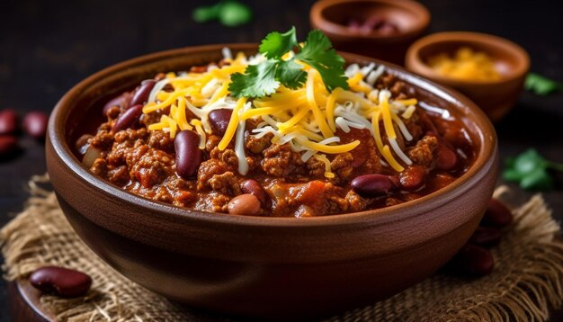 Foto freschezza e sapore in una ciotola di taco di manzo gourmet fatta in casa generata dall'intelligenza artificiale