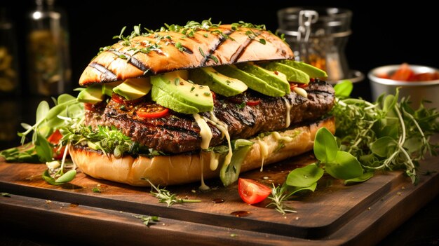 Freshness and gourmet meet in this grilled meat avocado burger