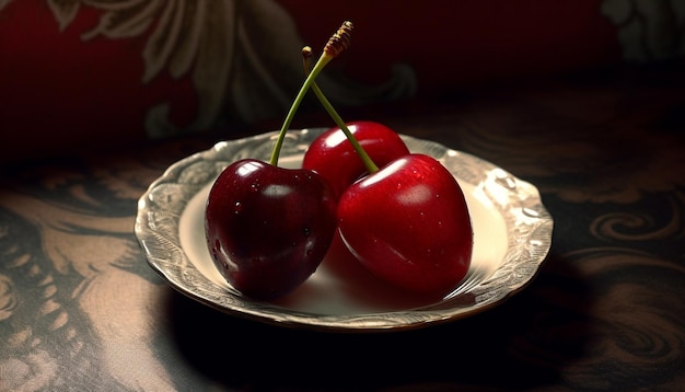 Freshness and nature on a table a bowl of juicy berries generated by artificial intelligence