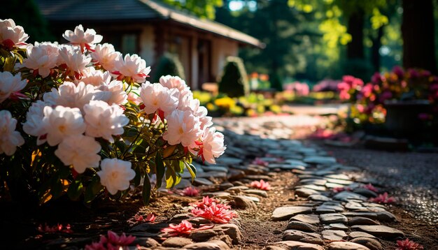 写真 aiによって生成された正式な庭園の花束の夏の花の新鮮さ