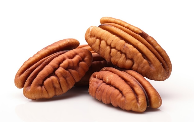 Freshness Pecans on White Background