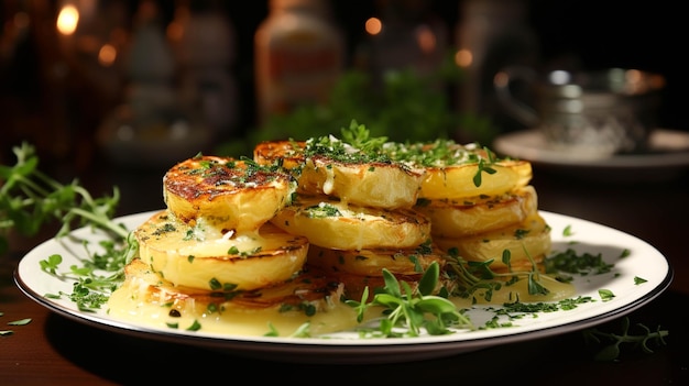 Freshness potato slice on a plate gourmet meal