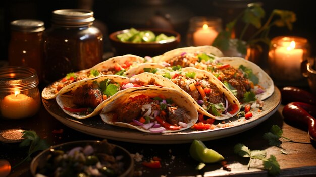 Freshness and spice in a homemade Mexican gourmet taco meal