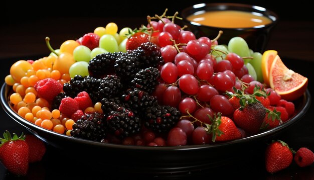 Свежесть летних ягод — яркая и полезная изысканная закуска, созданная искусственным интеллектом.