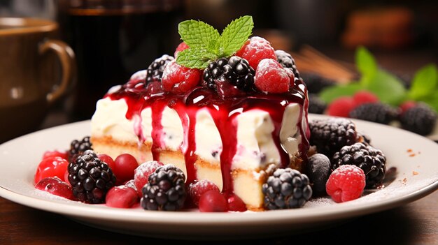 Freshness and sweetness of gourmet dessert on a plat