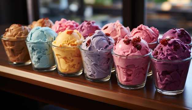 인공지능이 만들어낸 다채로운 컬러의 고메 아이스크림 그릇에 담긴 상큼함과 달콤함