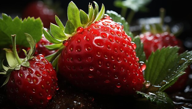 Freshness and sweetness of ripe strawberry a healthy gourmet dessert generated by artificial intelligence