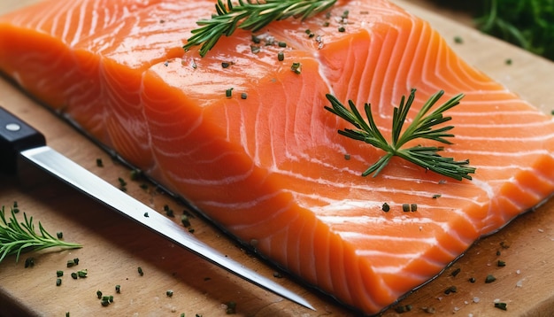 Freshness Unveiled A CloseUp of Raw Salmon Fillet