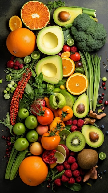 Freshness and variety of healthy fruits in a colorful basket