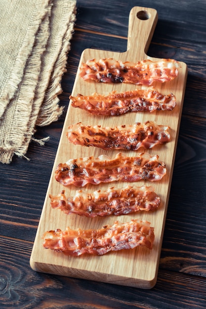 Fried bacon strips