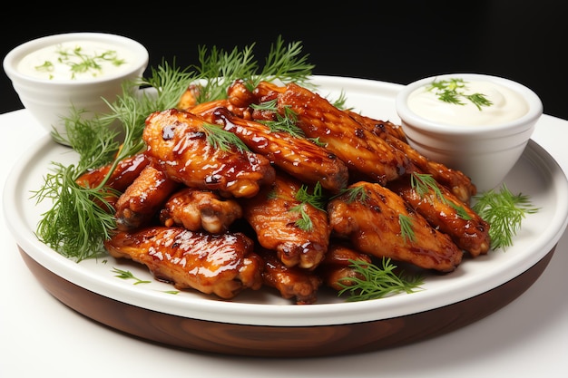 Fried and Barbecue chicken wings with white sesame