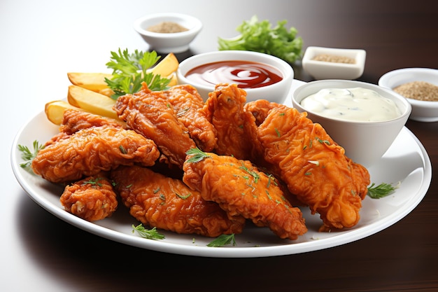 Fried and Barbecue chicken wings with white sesame