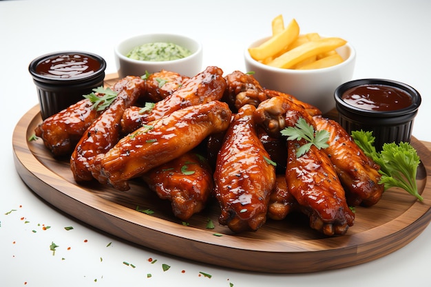 Fried and Barbecue chicken wings with white sesame