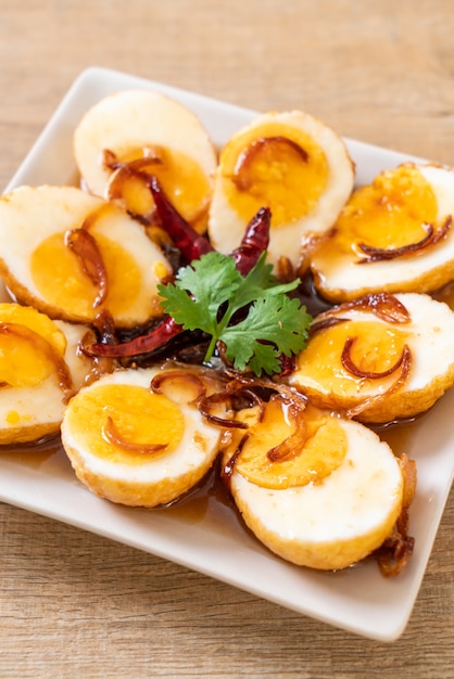 Fried Boiled Egg with Tamarind Sauce