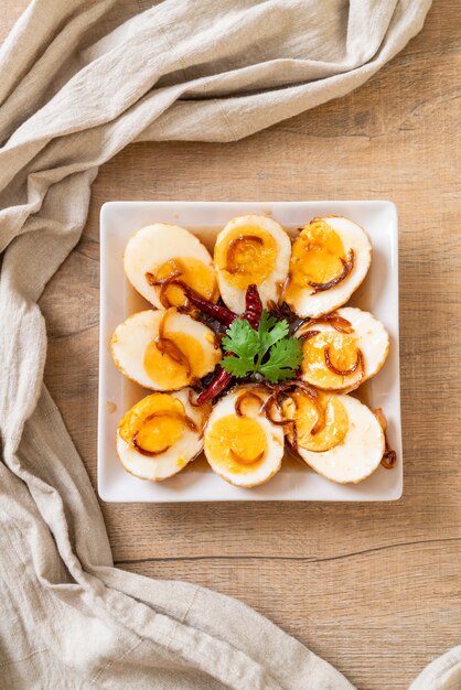 Fried Boiled Egg with Tamarind Sauce