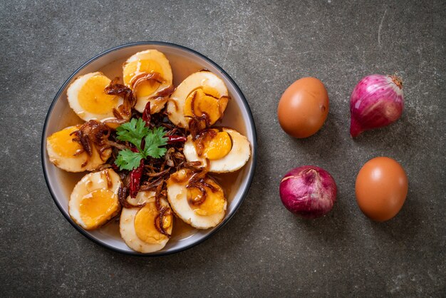 Fried Boiled Egg with Tamarind Sauce