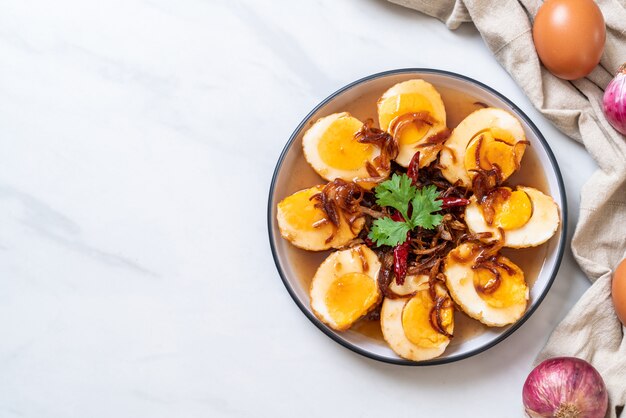 Fried Boiled Egg with Tamarind Sauce